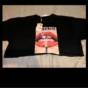 NWT cropped Missguided Playboy tee